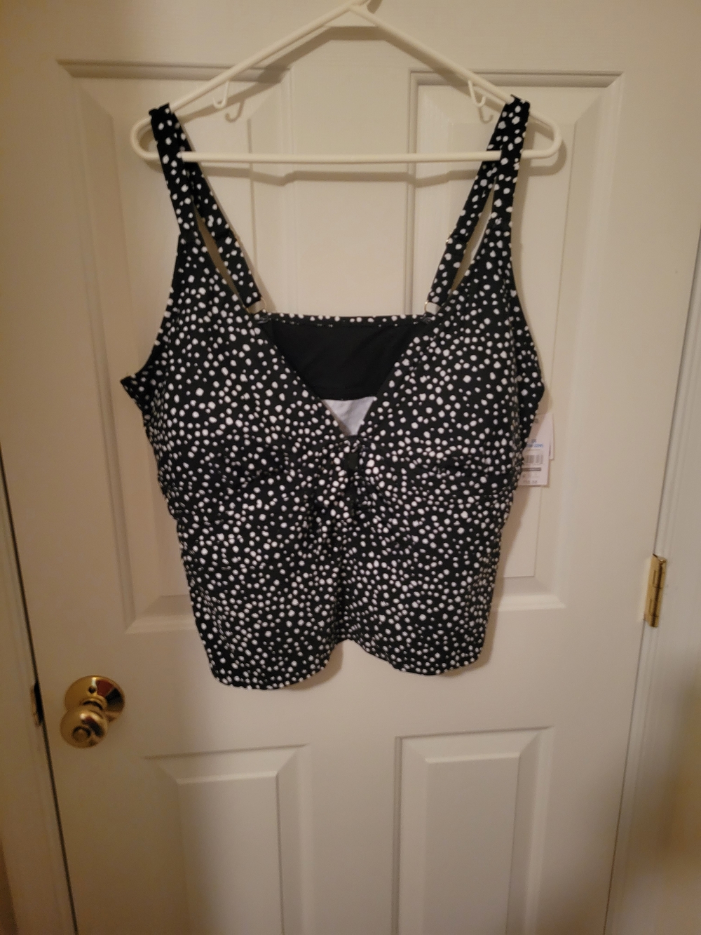 Black and White Polka Dot Tankini Top
